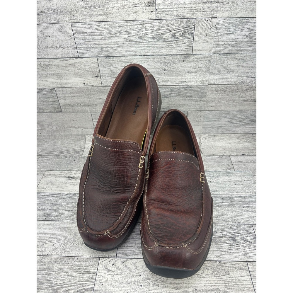 LL Bean Men Sz 10.5 M Brown Leather Venetian Loafers 0GTF7 04 Slip On Shoes